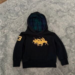 Polo by Ralph Lauren Black Hoodie with Gold Polo Player Graphic